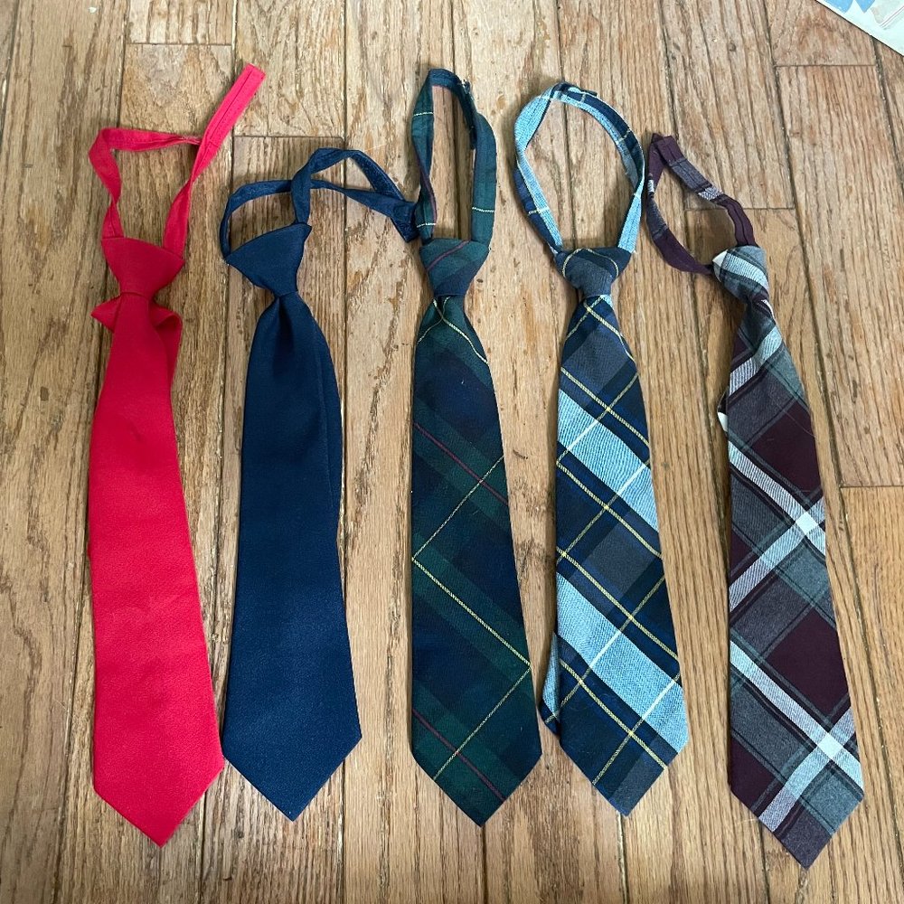 5 Young Boy's Neckties w/ Adjustable Velcro Straps